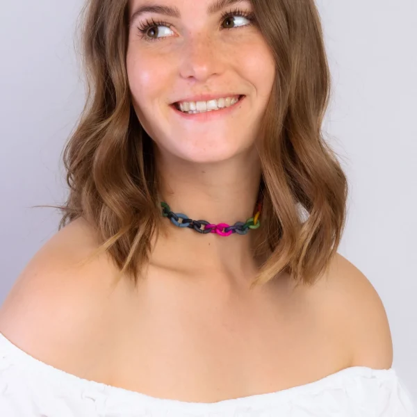 Bright Rainbow Bronze Choker