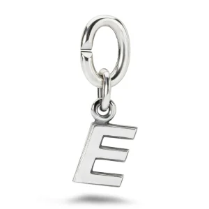 E, Silver Link Charm