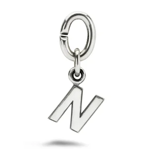 N, Silver Link Charm