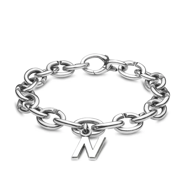 N, Silver Link Charm