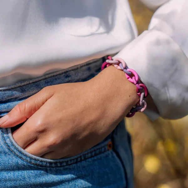 Pink Rainbow Silver Bracelet