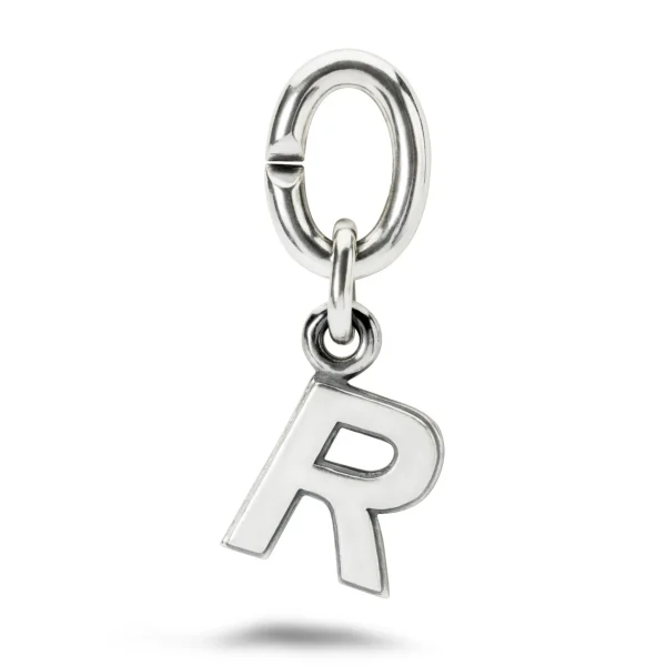 R, Silver Link Charm