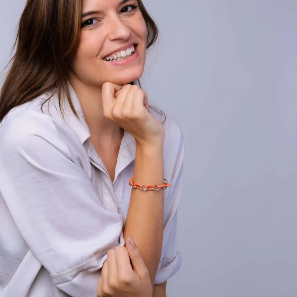 Soft Apricot Half Silver Bracelet