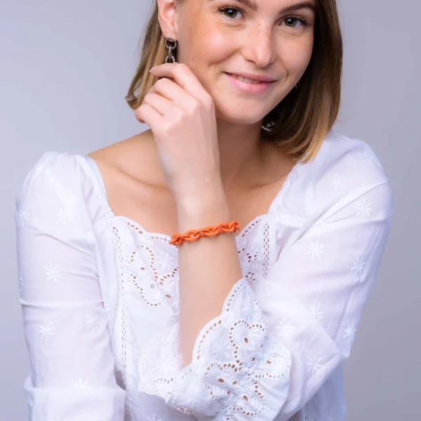 Soft Apricot Silver Bracelet