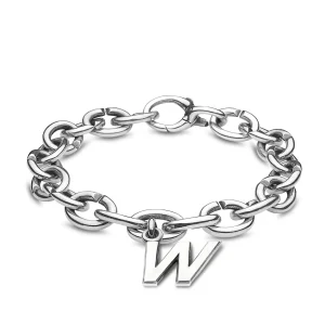 W, Silver Link Charm